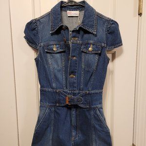 NEW RED Valentino Denim Romper with corset style belt US 2